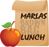 brown cartoon paper lunch bag with apple