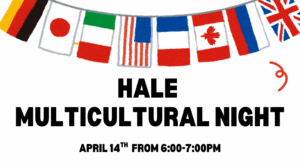 hale multicultural night with black text and country flags